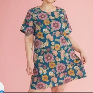Modcloth x Princess Highway linen blend dark floral print dress